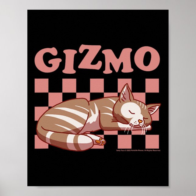 Sally Ansikte Gizmo Cat Checkered Nap Mönster Poster (Framsidan)