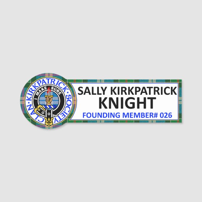 Sally Kirkpatrick Knight CKS Namnskylt Namnbricka (Framsida)