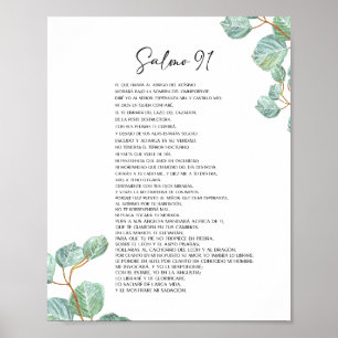 Salmo 91 Póster, spansk bibel vers Poster