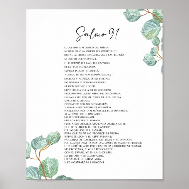 Salmo 91 Póster, spansk bibel vers Poster (Framsidan)