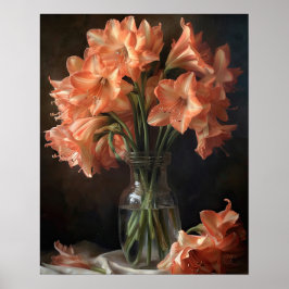 Salmon Amaryllis Flowers Art Skriv ut Poster