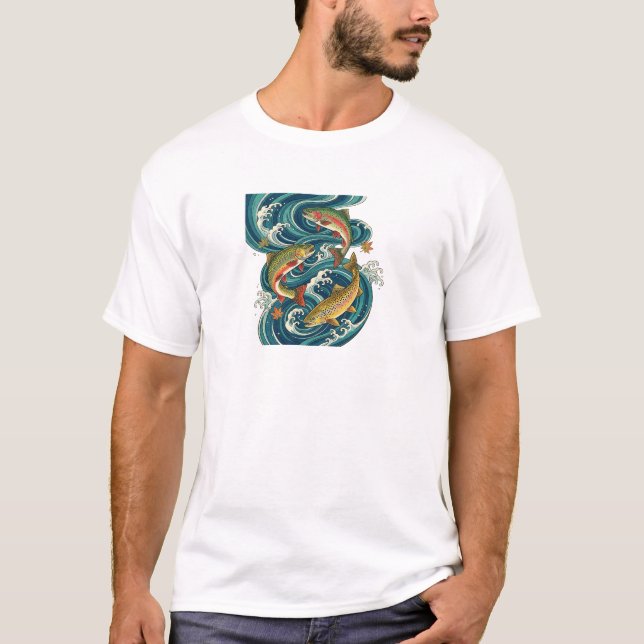 Salmon and Whirlpools T Shirt (Framsida)
