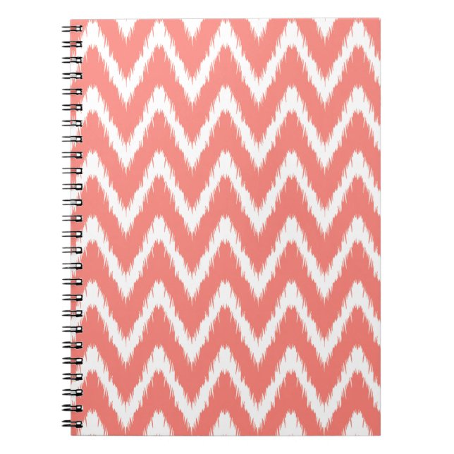 Salmon Asian Moods Ikat Chevrons Anteckningsbok (Framsidan)