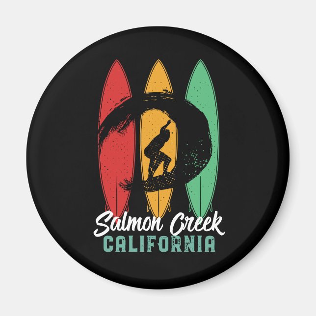 Salmon Bäck California Beach Retro Surfing Magnet (Framsidan)