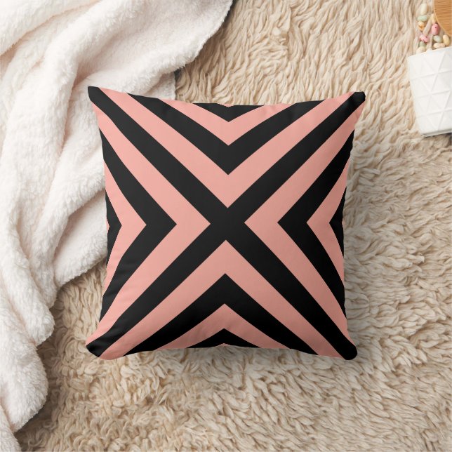 Salmon Black Geometric Decorative Dekorativ kudde (Filt)