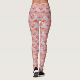Salmon-Blue Paisley Mönster Leggings