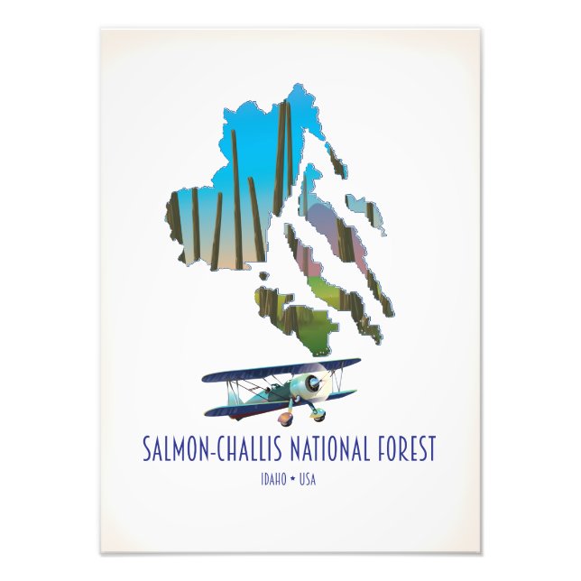 Salmon-Challis National Forest-karta Fototryck (Framsidan)