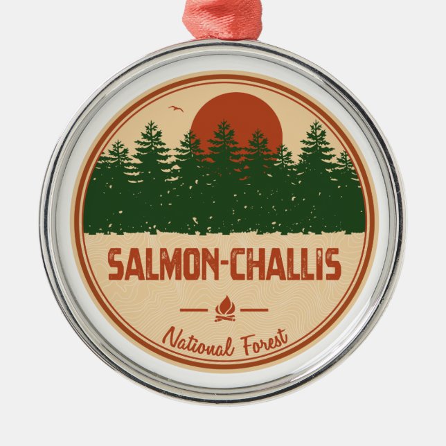 Salmon-Challis nationalskog Julgransprydnad Metall (Framsidan)