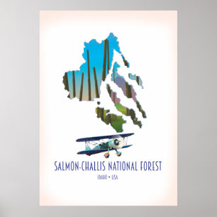 Salmon-Challis nationalskog karta Poster