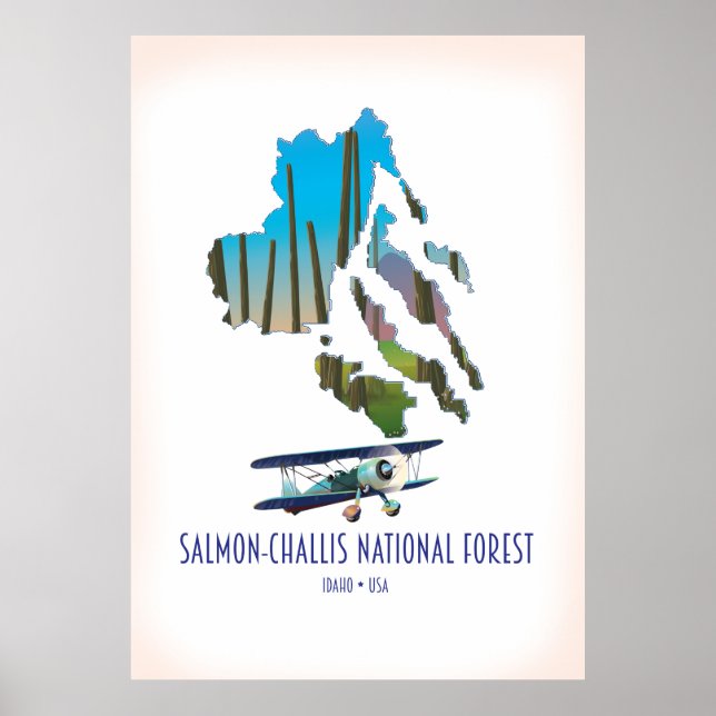 Salmon-Challis nationalskog karta Poster (Framsidan)