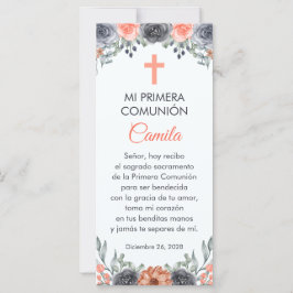 Salmon Färgad Flowers First Communion Bookmark