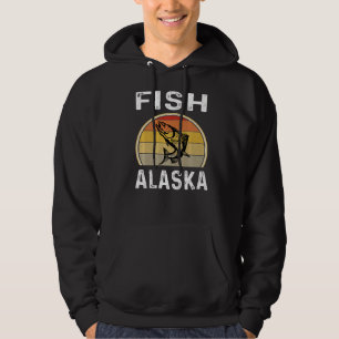 Salmon Fish Alaska Fisherman Retro Sunset Hoodie