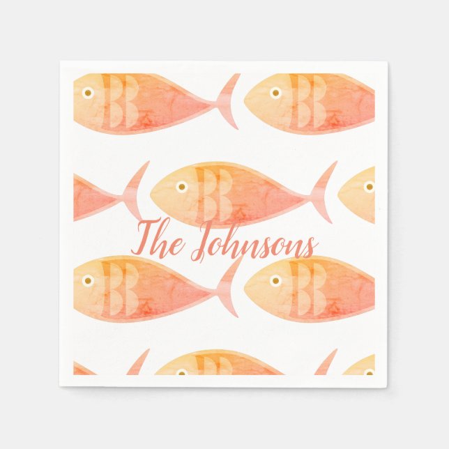 Salmon Fish Group Napkins Pappersservett (Framsidan)
