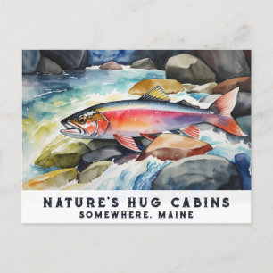*~* Salmon Fish Sten AP49 Art Painting Maine Helg Vykort