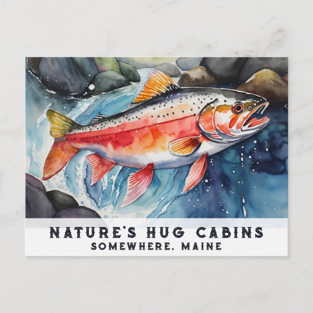 *~* Salmon Fish Swimming AP49 målarmaine Helg Vykort (Framsida)