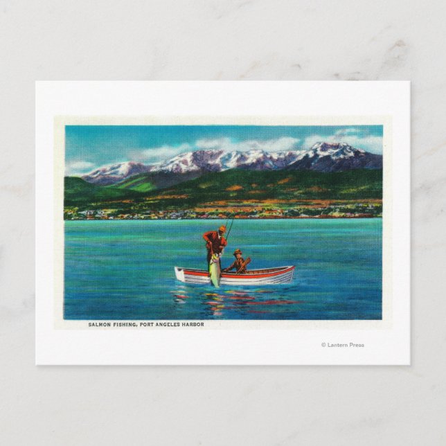 Salmon Fishing in Port Angeles Harbour Vykort (Framsida)