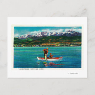 Salmon Fishing in Port Angeles Harbour Vykort