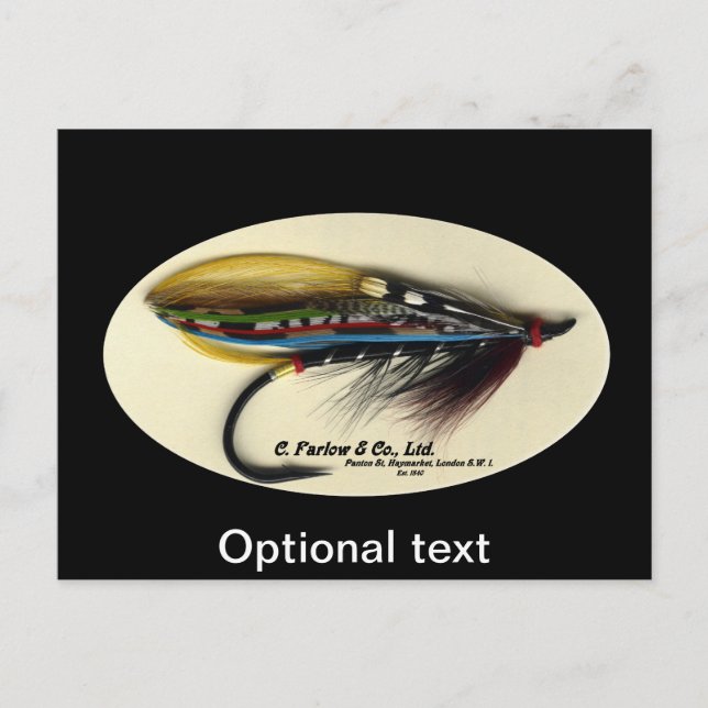 Salmon Fly-Black Doktor fjäther vinge Vykort (Framsida)