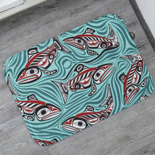 Salmon Haida Art Spirit Pacific Northwest Native Badrumsmatta