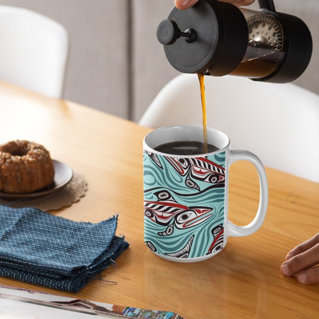 Salmon Haida Art Spirit Pacific Northwest Native Kaffemugg (Skapare uppladdad)