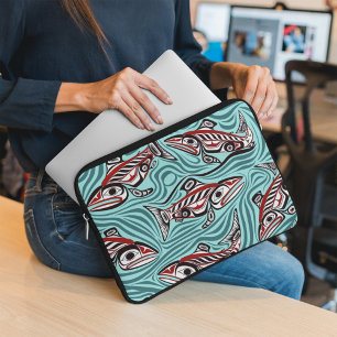 Salmon Haida Art Spirit Pacific Northwest Native Laptop Fodral