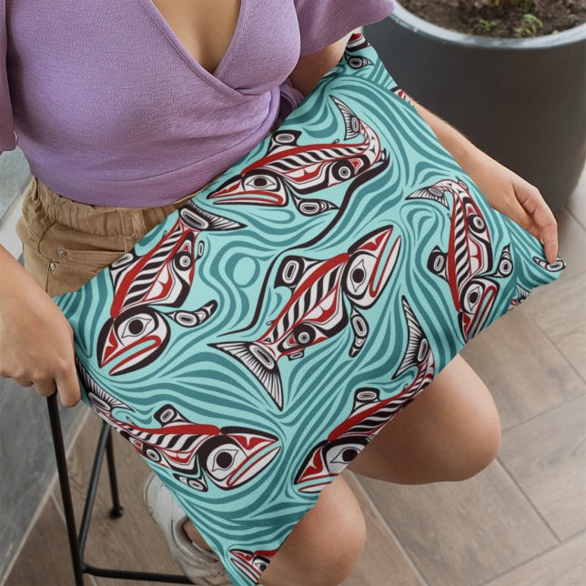 Salmon Haida Art Spirit Pacific Northwest Native Lumbarkudde (Skapare uppladdad)