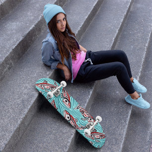 Salmon Haida Art Spirit Pacific Northwest Native Mini Skateboard Bräda 18,5 Cm