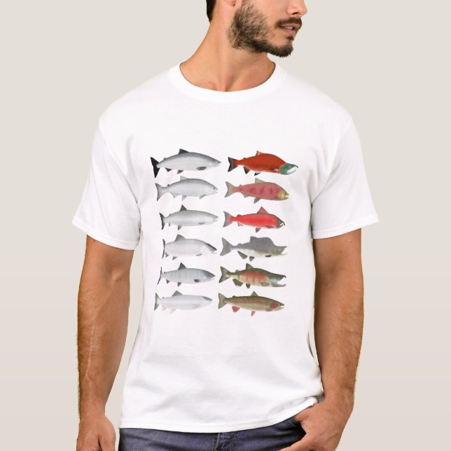 Salmon i Stilla havet - Oceanen och Spawning Phase T Shirt (Framsida)