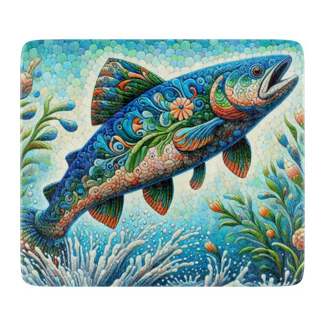 Salmon Jumping Mosaic Blommigt Blue Grönt Peach (Framsidan)