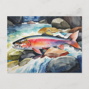 *~* Salmon Manar Gift AP49 River Stream Helg Vykort