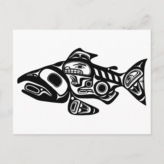 Salmon Native American Design Vykort (Framsida)