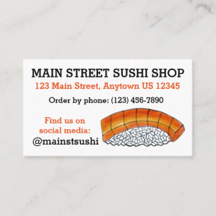 Salmon Nigiri Japanska Food Sushi Shop Restaurant Visitkort