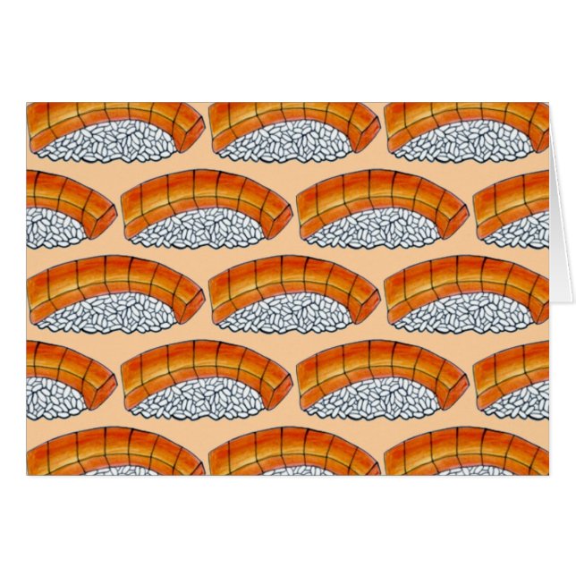 Salmon Nigiri Sushi Ris Fish Japansk Food Foodie Hälsningskort (Framsidan Horizontal)