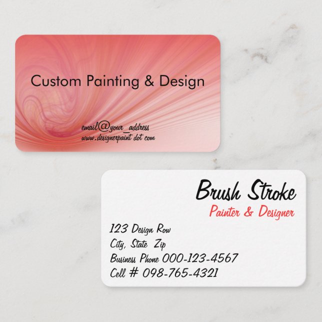 Salmon och röda strån visitkort (Fram/baksida)