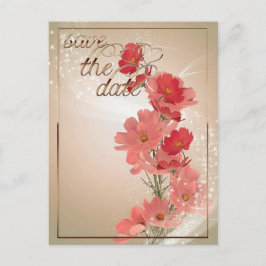 Salmon och rödblommor/Guld-trim Vykort