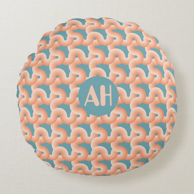Salmon och Teal Knot Monogram Dekorativ kudde (Framsidan)