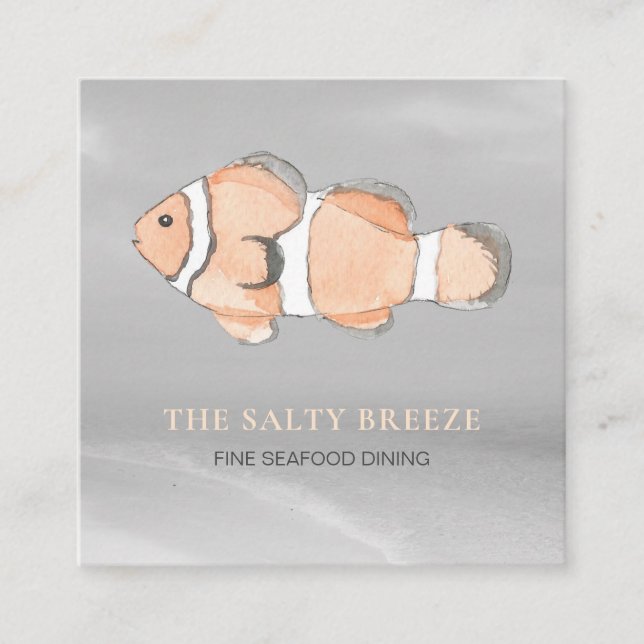 *~* Salmon Peach Fish Beach Silver Sand Sea Dining Fyrkantigt Visitkort (Framsida)