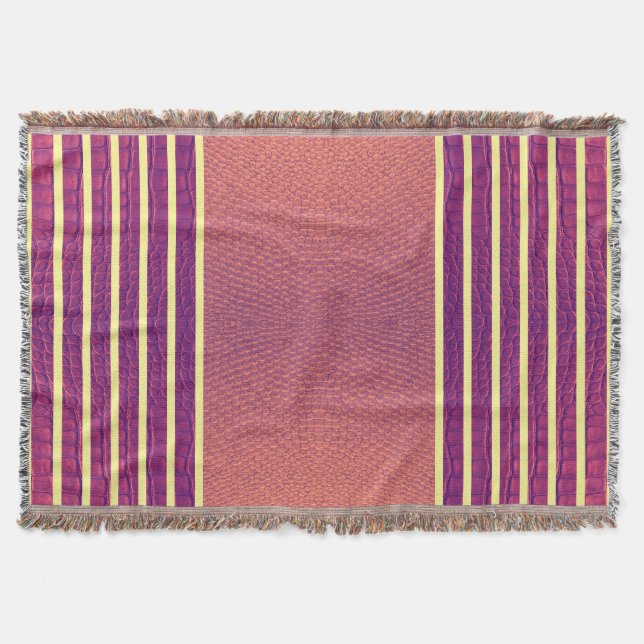 Salmon & Purple Exotic Faux Snake Leather Stripe Filt (Framsidan)