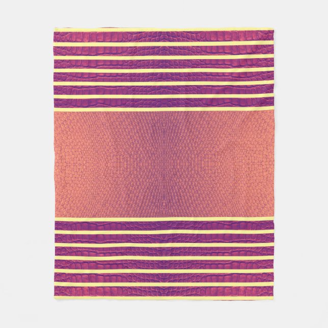 Salmon & Purple Exotic Faux Snake Leather Stripe Fleecefilt (Framsidan)