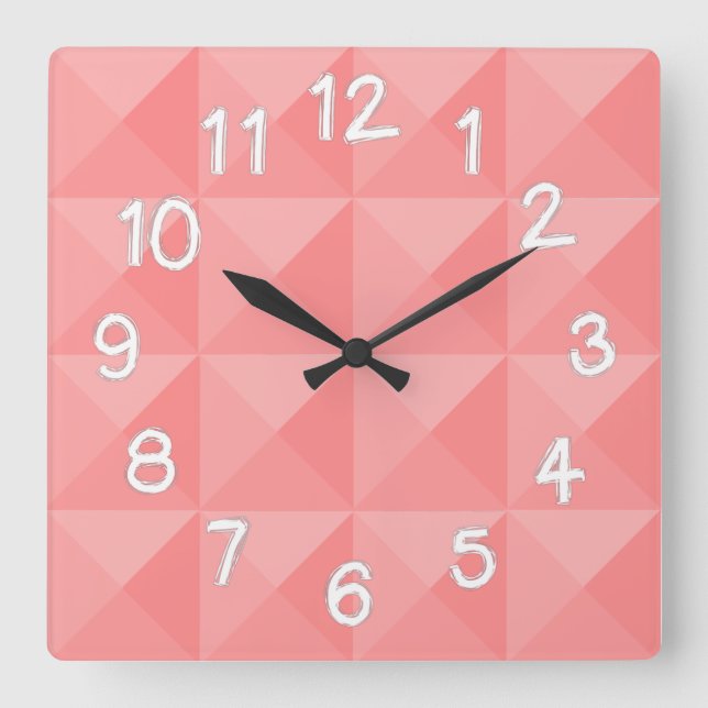 Salmon Pyramids Square Wall Clock Fyrkantig Klocka (Framsida)