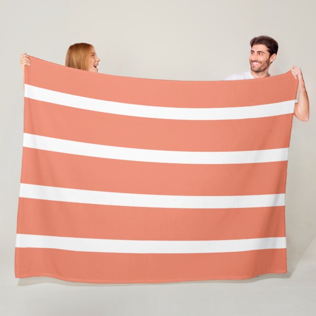 Salmon Red and White Minimal Rand Office Fleecefilt (På plats)