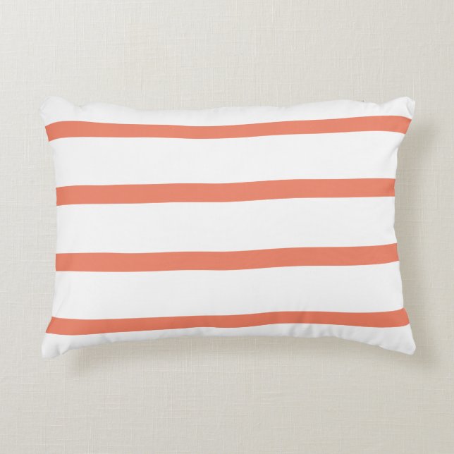 Salmon Red and White Minimal Rand Office Prydnadskudde (Framsidan)