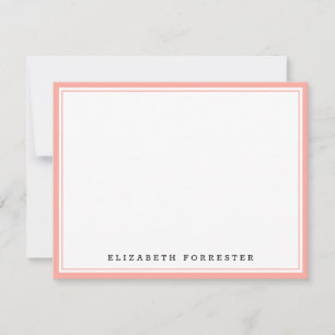 Salmon Rosa Classic Dubbla Gräns Correspondence Anteckningskort