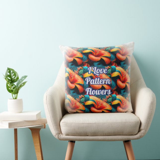 Salmon Rosa Flowers Mönster Kudde (Stol)