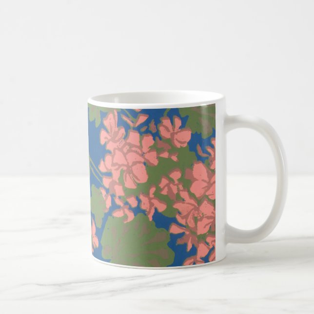 Salmon Rosa Geranium Skärm-tryckt design Kaffemugg (Höger)