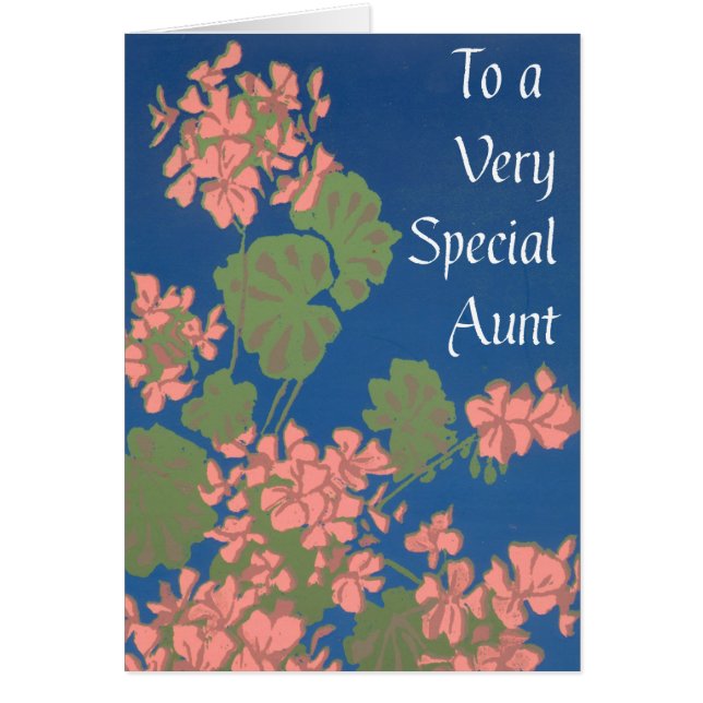 Salmon Rosa Geraniums on Deep Blue, Speciella Most Hälsningskort (Framsidan)