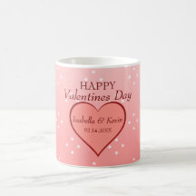 Salmon Rosa Heart White Stars