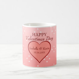 Salmon Rosa Heart White Stars Kaffemugg