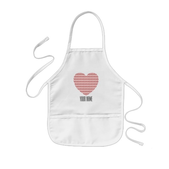 Salmon Rosa Hjort Heart Personlig Namn Barnförkläde (Framsidan)