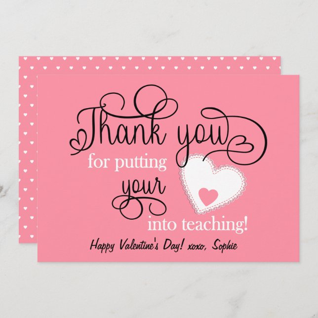 Salmon Rosa Lärares Alla hjärtans dag (Fram/baksida)